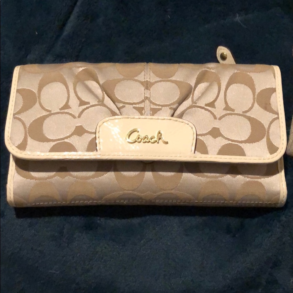 Coach white logo wallet